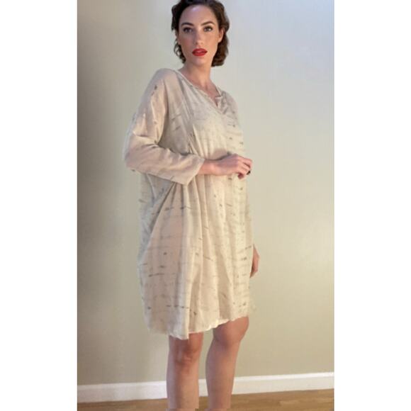 Pas de Calais Gray Silk Flowy Lux Dress Tie-dye ~ Sz M ~ Barney's Bergdorf - Picture 1 of 11